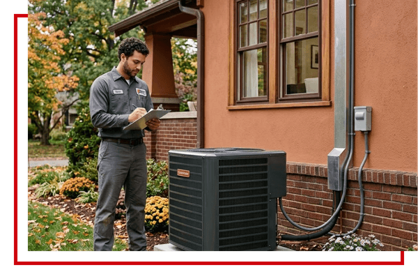 Ac Installation 2 AC tech looking at an AC unit